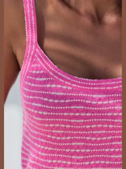 Débardeur en tricot rayures en fils teintés