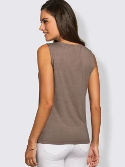 Débardeur féminin encolure brodée chic