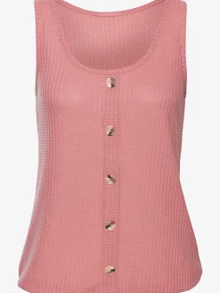 Debardeur patte de boutonnage décorative tendance avec boutons imitation corne