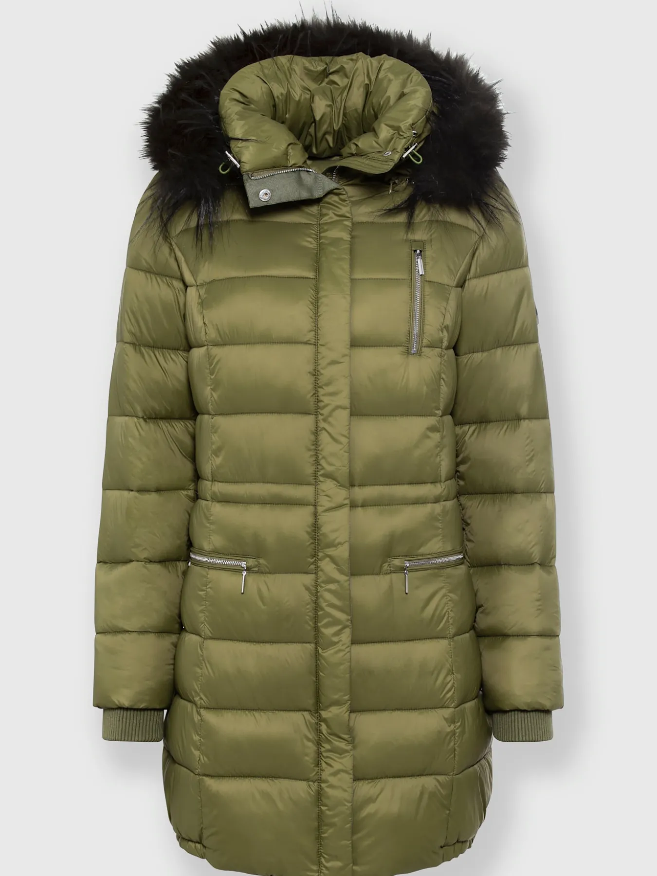 Doudoune imitation fourrure amovible sur capuche amovible