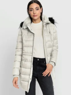 Doudoune imitation fourrure amovible sur capuche amovible
