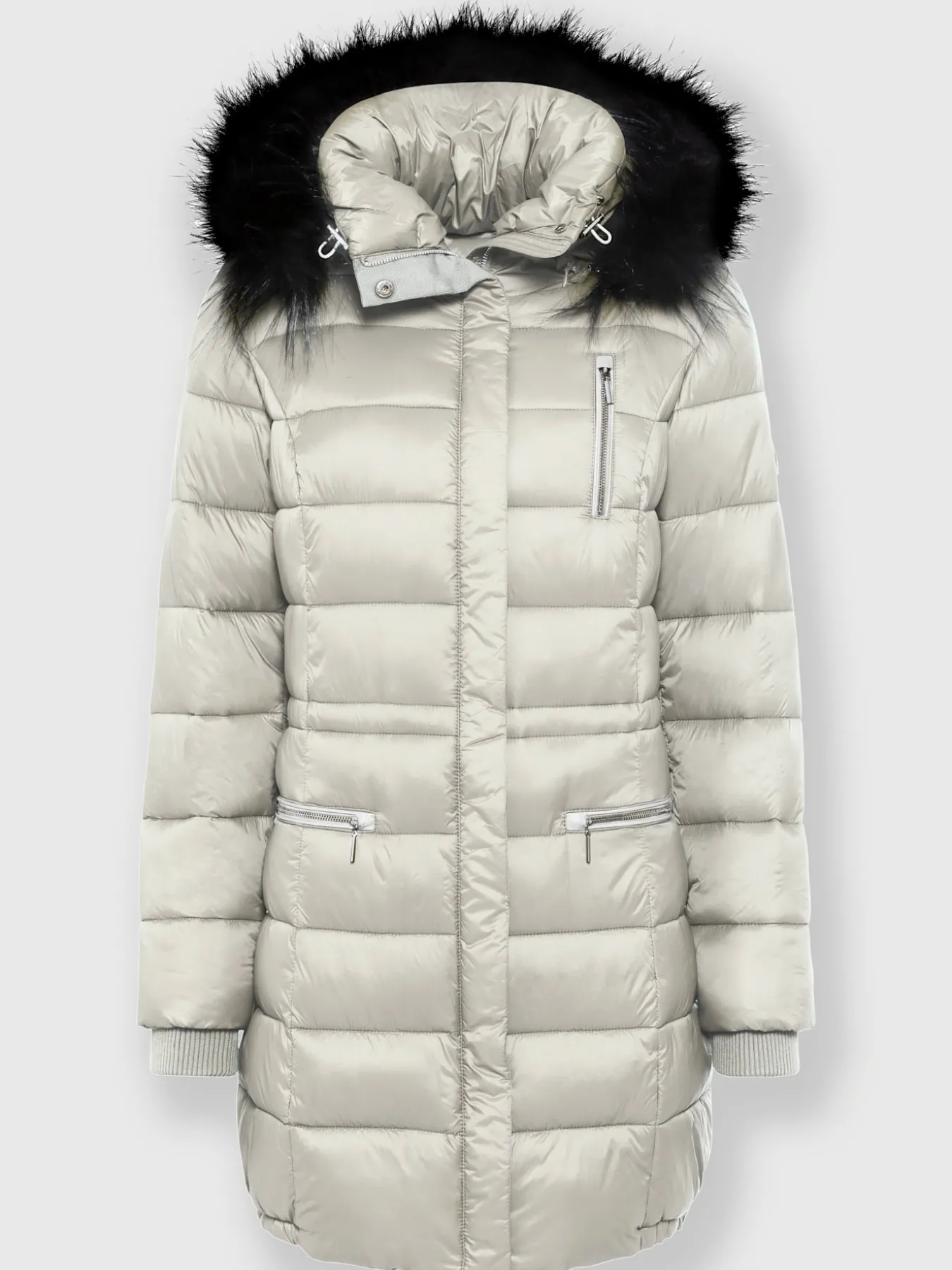 Doudoune imitation fourrure amovible sur capuche amovible