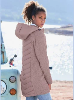 Doudoune manteau matelassé avec tricot polaire doux aux manches