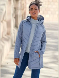 Doudoune manteau matelassé avec tricot polaire doux aux manches