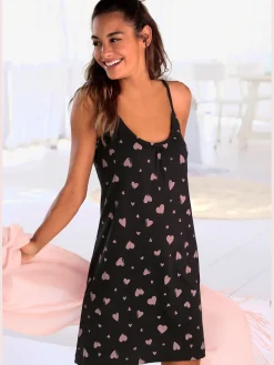 Déshabillé chemise de nuit avec imprimé cœur