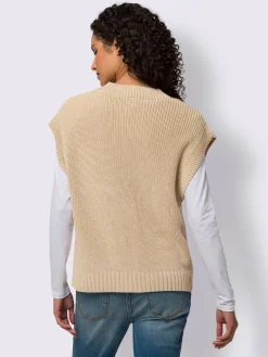 Gilet en tricot fil brillant couleur or