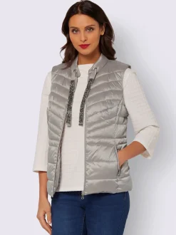 Gilet femme matelassé avec liens larges pailletés