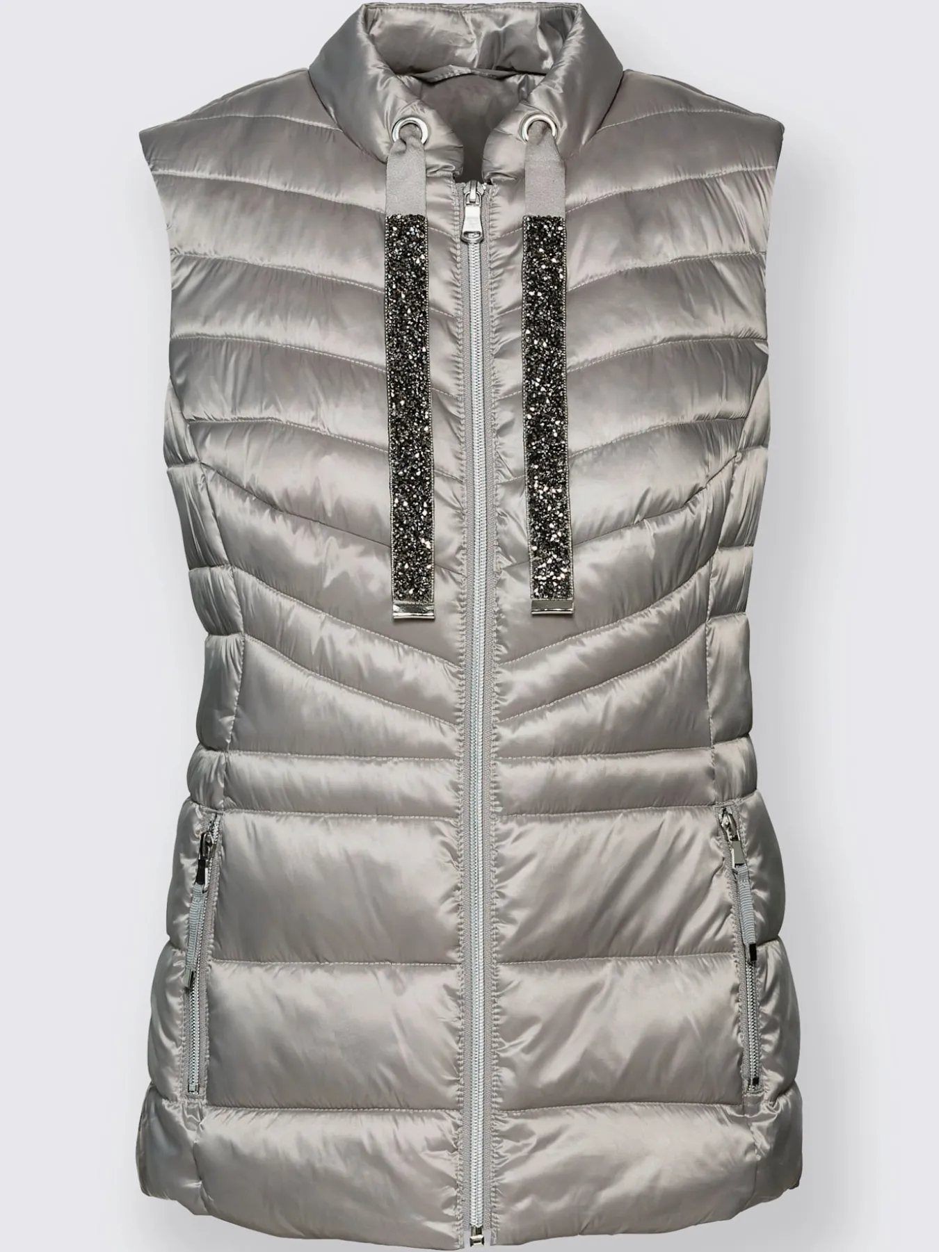 Gilet femme matelassé avec liens larges pailletés