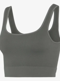 Haut court débardeur court sans coutures avec larges bretelles et encolure ronde