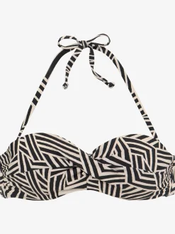 Haut de bikini bandeau à armatures imprimé graphique