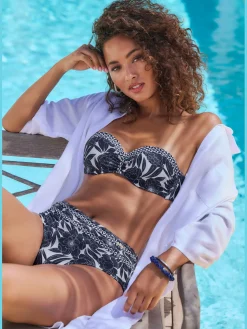 Haut de bikini bandeau à armatures imprimé floral tendance contrasté