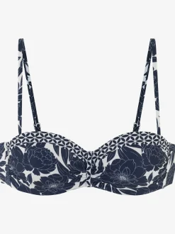 Haut de bikini bandeau à armatures imprimé floral tendance contrasté