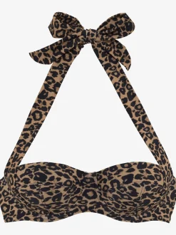 Haut de bikini bandeau à armatures imprimé léopard tendance