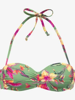 Haut de bikini bandeau à armatures design floral