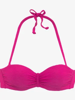 Haut de bikini bandeau à armatures matière structurée aux couleurs tendances