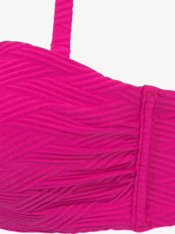 Haut de bikini bandeau à armatures matière structurée aux couleurs tendances