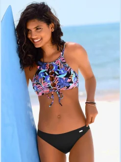 Haut de bikini bustier bretelles doubles croisées au dos