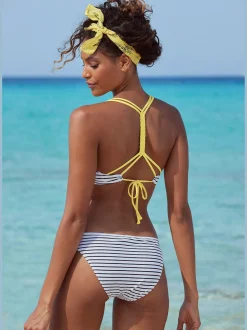 Haut de bikini push-up design rayé avec détails contrastés
