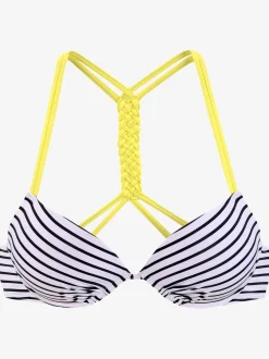 Haut de bikini push-up design rayé avec détails contrastés