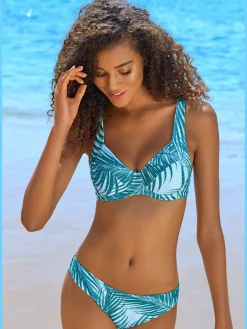 Haut de maillot de bain à armatures imprimé palmiers tendance