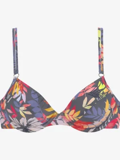 Haut de maillot de bain à armatures imprimé, effet de couleur différent pour chaque pièce