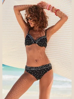 Haut de maillot de bain à armatures design classique et passepoil