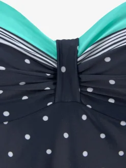 Haut de maillot de bain à armatures mélange tendance de rayures et de pois