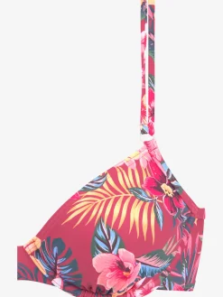 Haut de maillot de bain à armatures imprimé tropical