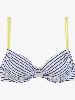 Haut de maillot de bain à armatures design rayé avec bretelles contrastées