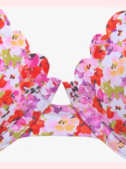 Haut de maillot de bain à armatures bords ondulés au laser