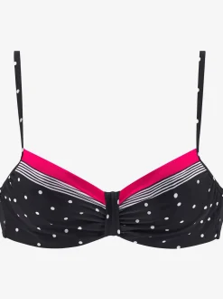 Haut de maillot de bain à armatures mélange tendance de rayures et pois