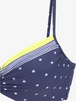 Haut de maillot de bain à armatures imprimé à pois et rayures