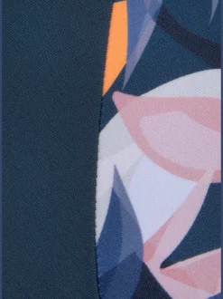 Haut de maillot de bain court coloris uni tendance avec empiècements imprimés sur les côtés