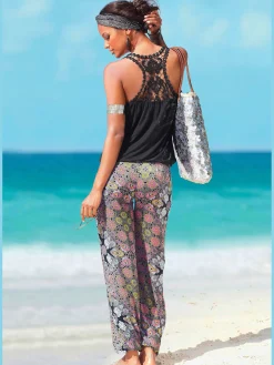 Haut de plage joli empiècement en dentelle crochetée au dos