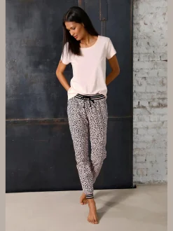 Haut de pyjama manches courtes à encolure ronde
