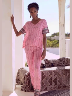 Haut de pyjama t-shirt avec motif ethnique