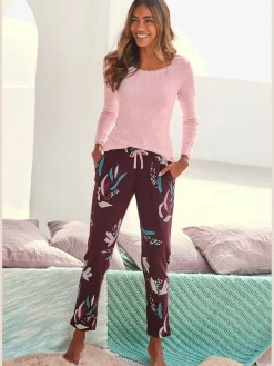 Haut de pyjama t-shirt de nuit fantaisie en tricot ajouré