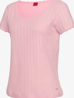 Haut de pyjama t-shirt de nuit fantaisie à manches courtes en tricot ajouré