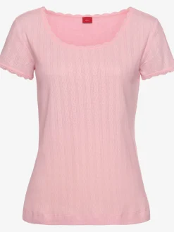 Haut de pyjama t-shirt de nuit fantaisie à manches courtes en tricot ajouré