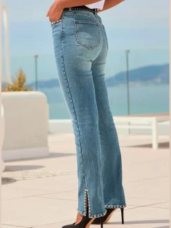 Jean à 5 poches jean extensible avec rivets