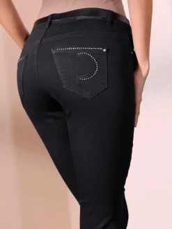Jean 5 poches poches avec broderie et pierres fantaisie