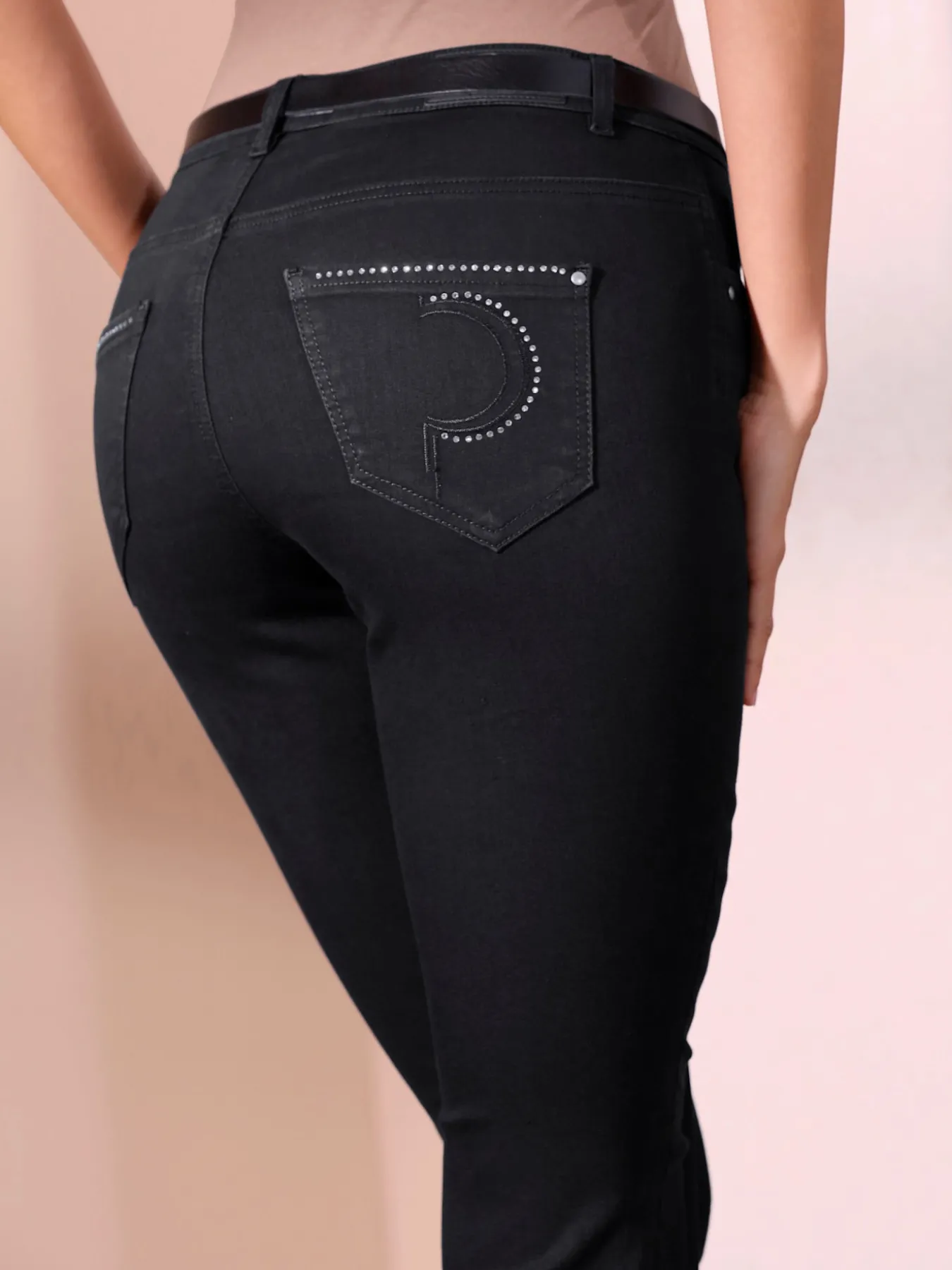 Jean 5 poches poches avec broderie et pierres fantaisie