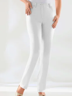 Jean coupe droite avec ceinture élastique au dos