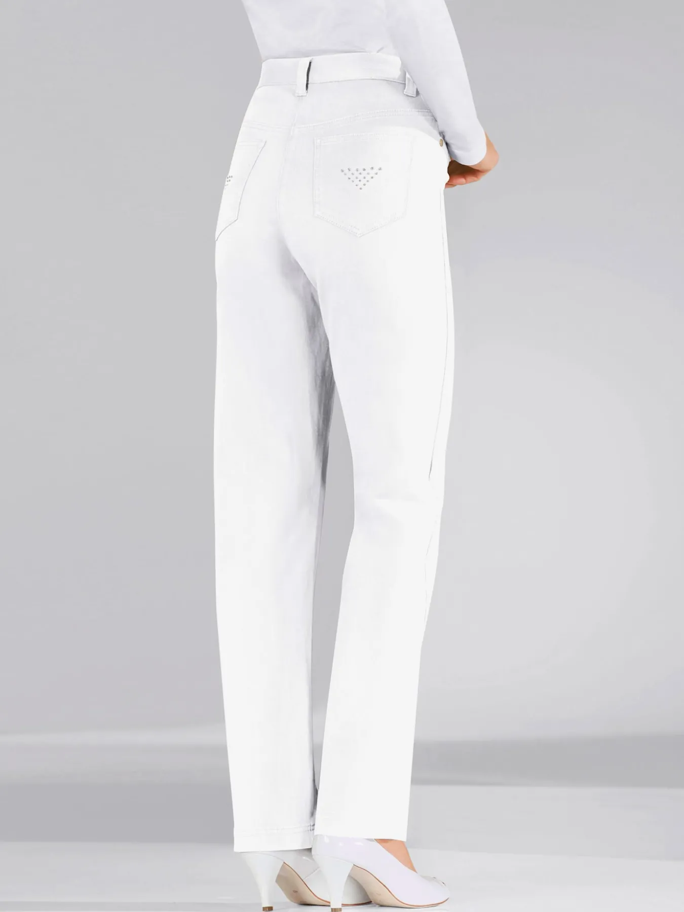 Jean coupe droite avec ceinture élastique au dos