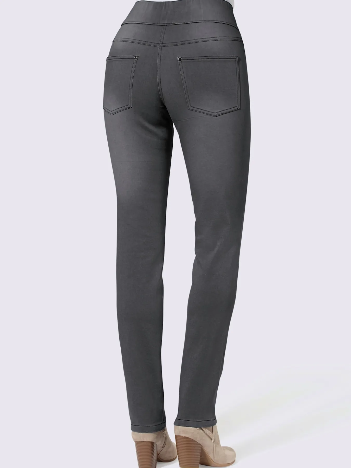 Jean femme 5 poches large ceinture élastique coupe slim