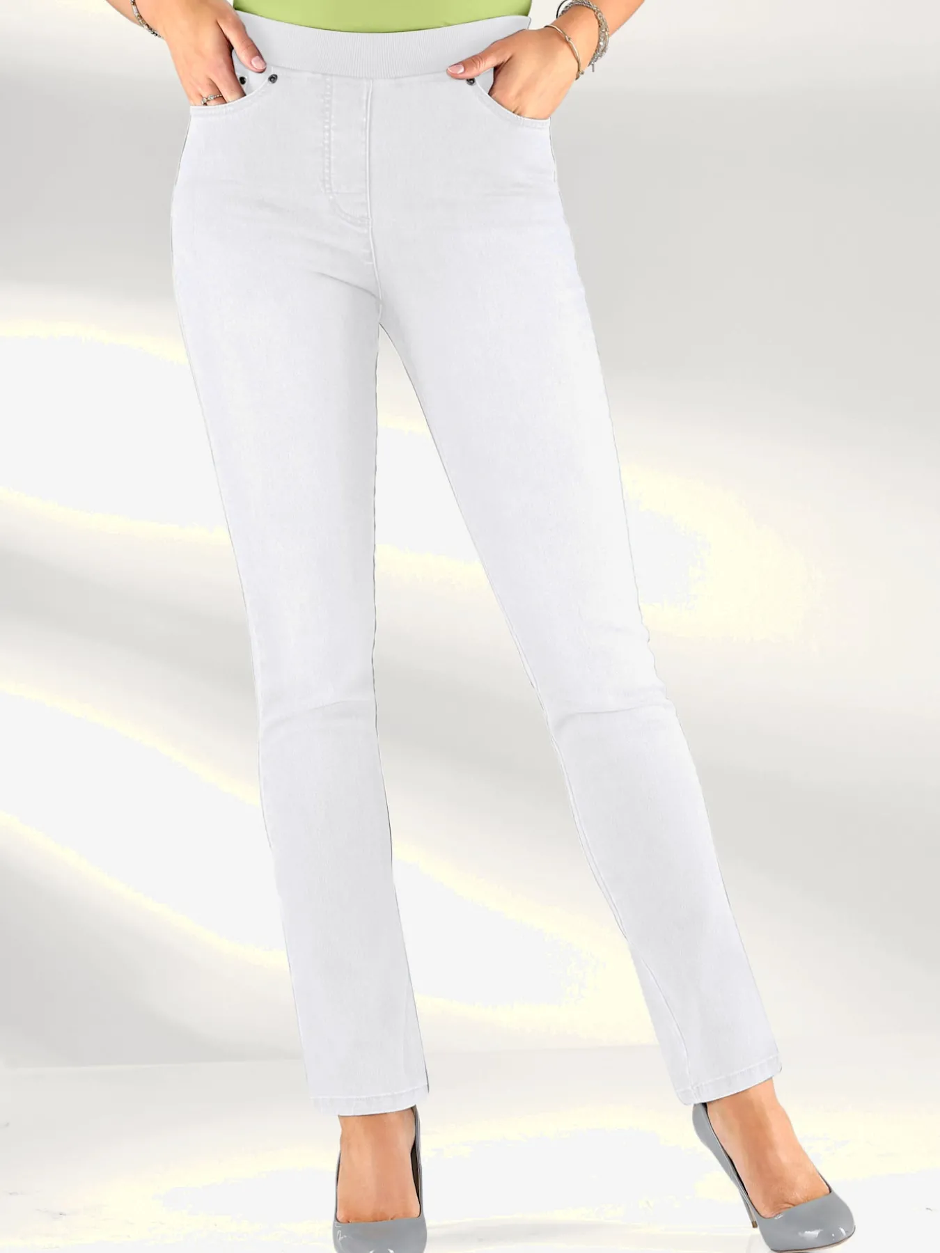 Jean femme confortable avec ceinture élastique