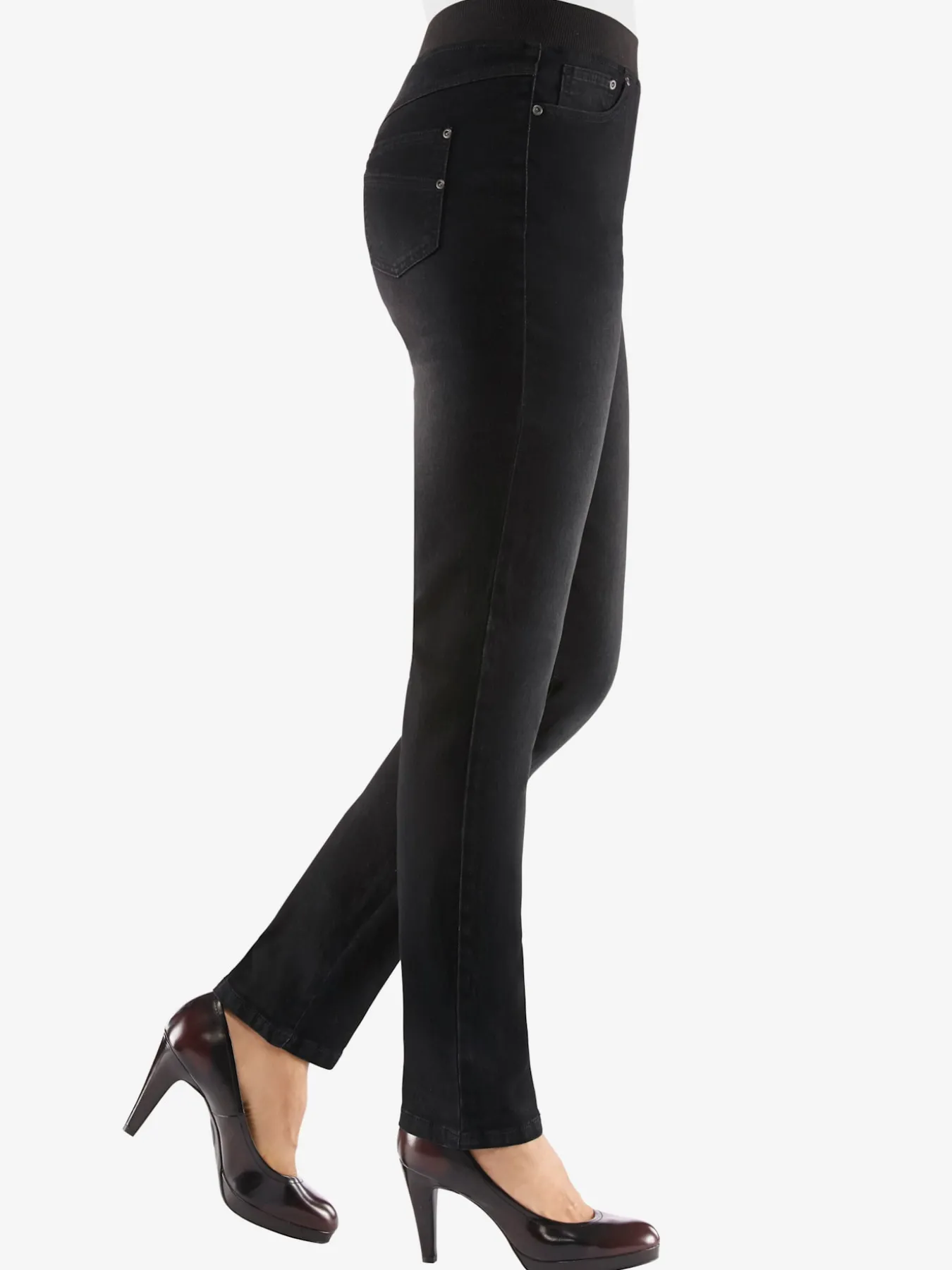 Jean femme confortable avec ceinture élastique