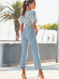 Jean large longueur 7/8 tendance, jambes évasées