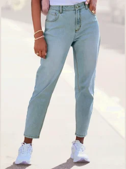 Jean mom coupe ajustée au niveau des hanches