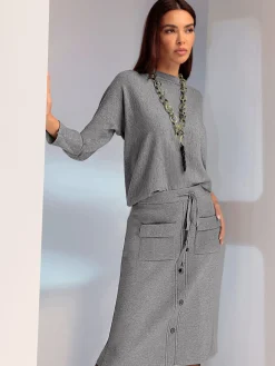 Jupe en tricot ceinture élastique, coulisse et lien à nouer